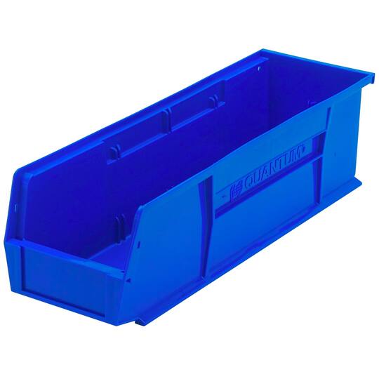 Quantum Storage Polypropylene Hang & Stack Bin: 5-1/2" OAW, 18" OAL, 5" OAH, Blue - 45.000 lb Capacity | Part #QUS238BL
